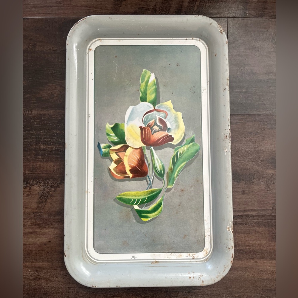 Floral Metal Serving Tray